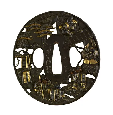 Tsuba with the Story of Shûtendôji
