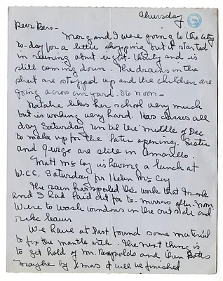 Letter from Natalie Wallace to Bess W. Truman