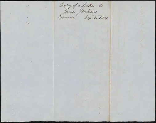 Copy of a letter from Samuel Warner to James Jenkins, 3 September 1852