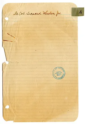 Address Book, Lieutenant Colonel Leonard Wheeler, Jr.
