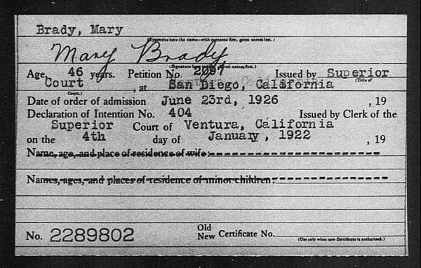 Brady, Mary - 1926