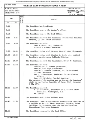 President Gerald R. Ford's Daily Diary, December 17, 1976