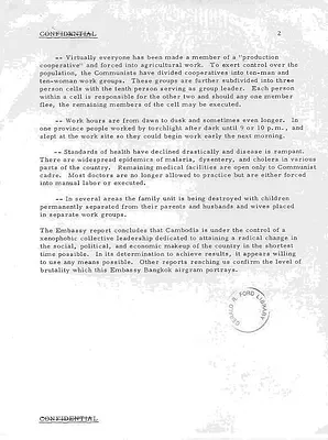 Memorandum from Brent Scowcroft to President Gerald R. Ford Regarding Life inside Cambodia