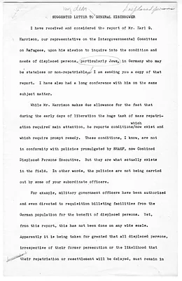 Memorandum, Suggested Letter to General Dwight Eisenhower