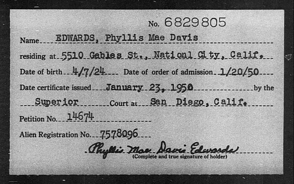 Edwards, Phyllis Mae Davis - 1950