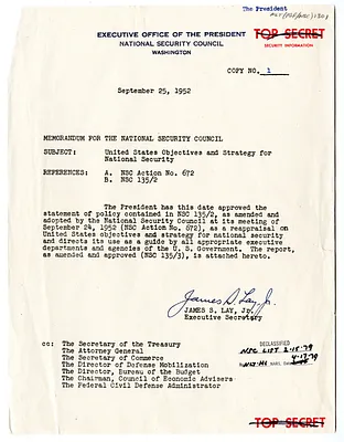 Memorandum from James S. Lay, Jr. to the National Security Council