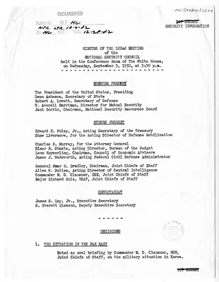 Minutes of the One Hundred and Twenty-Second Meeting of the National Security Council