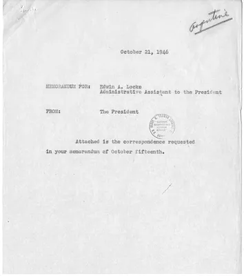 Correspondence Between President Harry S. Truman and Edwin Locke, with Attachments and Related Material