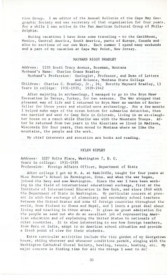 Bryn Mawr class of 1935 25th Reunion Report, Helen Ripley, Abbot Academy, class of 1930