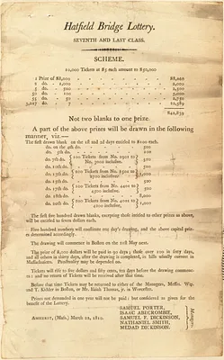 Hatfield Bridge Lottery seventh and last class scheme announcement March 22, 1810