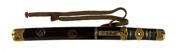 Dagger (aikuchi) with dark brown lacquer saya with phoenix medalion (includes 51.1287.1-51.1287.2)
