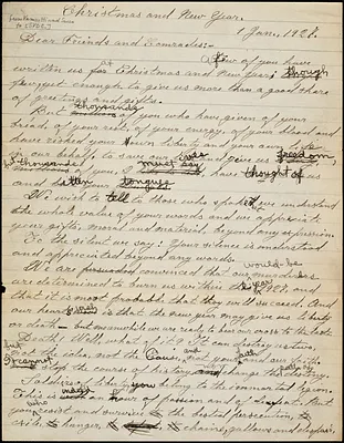 Bartolomeo Vanzetti autograph letter to Friends and Comrades [Sacco-Vanzetti Defense Committee], [Charlestown], 1 January 1927
