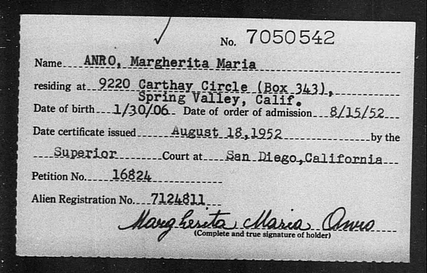 Anro, Margherita Maria - 1952