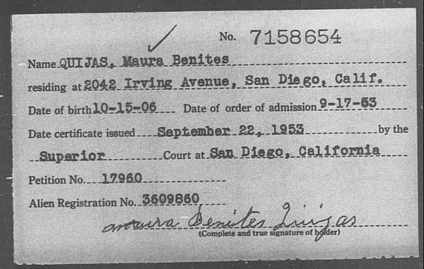 Quijas, Maura Benites - 1953