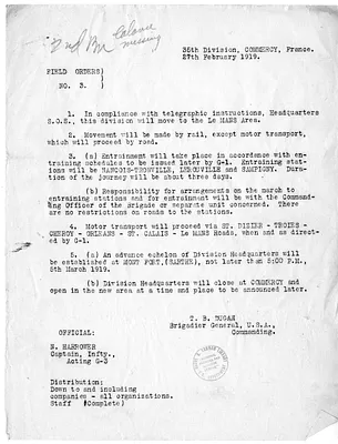 Field Orders Number 3 from Brigadier General T. B. Dugan