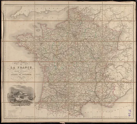 Carte routière de la France, dressée spécialement pour tous les guides du voyageur