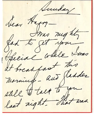 Letter from Bess W. Truman to Harry S. Truman