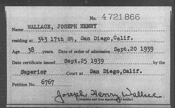 Wallace, Joseph Henry - 1939
