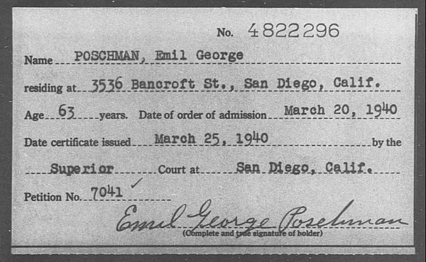Poschman, Emil George - 1940