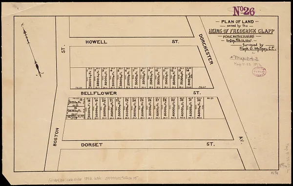 Plan of land owned by the heirs of Frederick Clapp