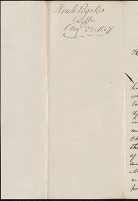 Noah Barker to W. A. Harrington, 25 August 1857
