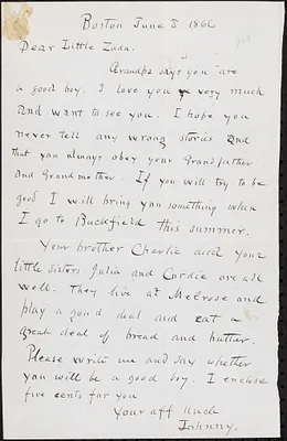 Letter from John D. Long to Zadoc Long III, June 8, 1866