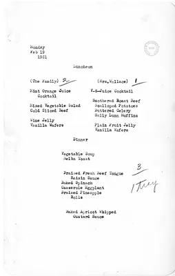 White House Luncheon and Dinner Menu