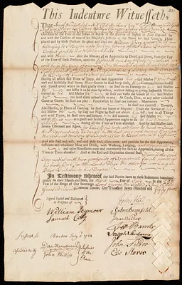 William Gray indentured to apprentice with Joshua Young of Boston, 3 July 1754
