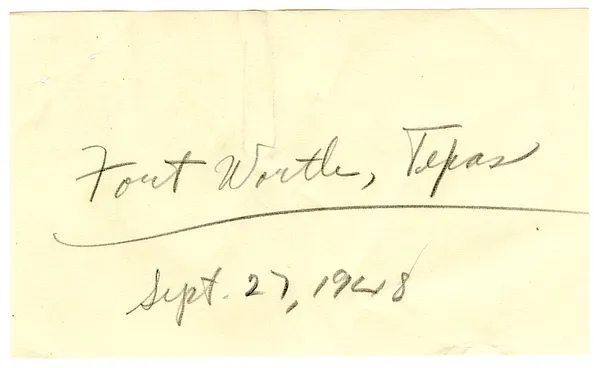 Press Release, Speech of President Harry S. Truman, Fort Worth, Texas