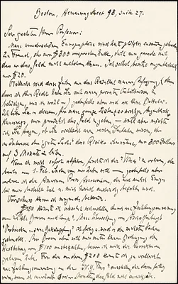 Albrecht, Adalbert autograph letter signed to Hugo Münsterberg, Boston