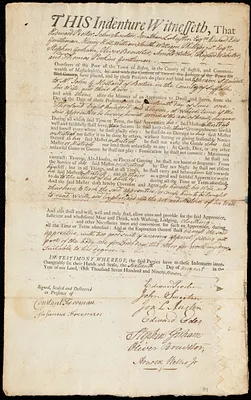 Ephraim S Gendell indentured to apprentice with John G Holland of Boston, 16 August 1797