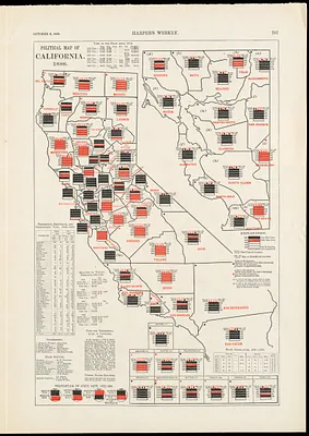 Political map of California. 1888