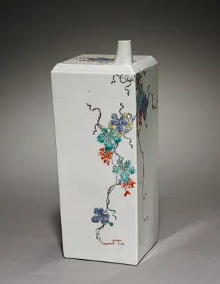 Square Bottle with Squirrel and Grapes