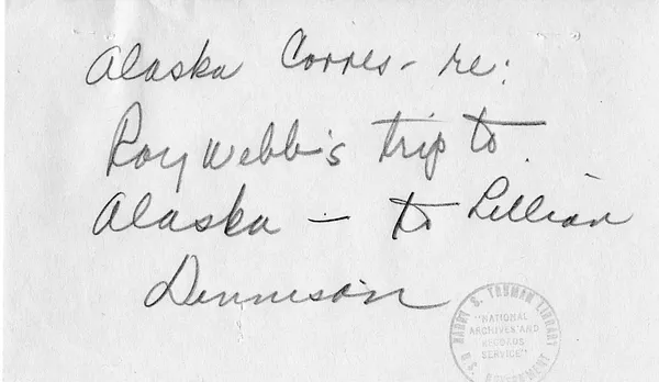 Note on Roy Webb's Trip to Alaska