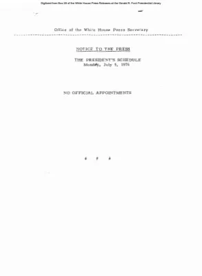 President's Schedule, July 5, 1976