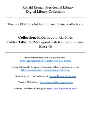 JGR/Reagan-Bush Rallies Guidance