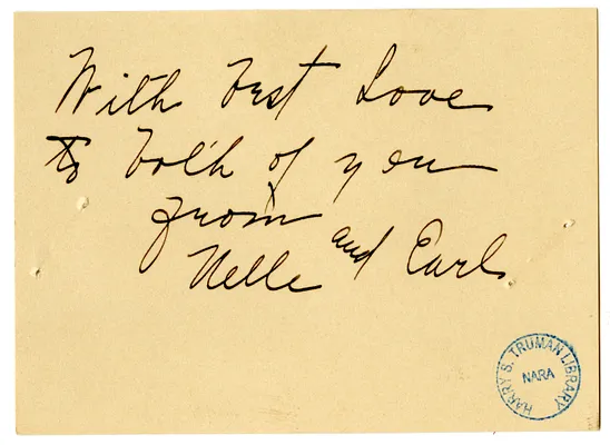 Wedding Gift Card from Nellie and Earl Paul