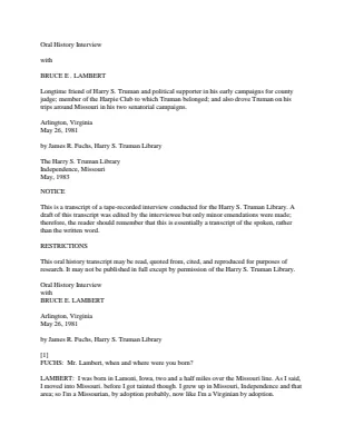 Oral History Interview with Bruce E. Lambert