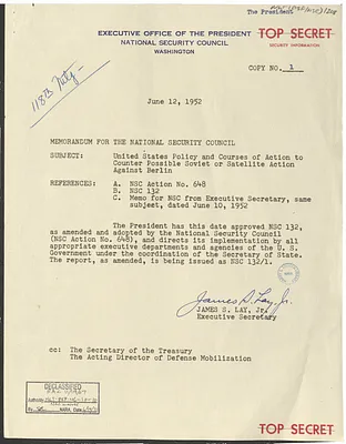 Memorandum from James S. Lay, Jr. to the National Security Council