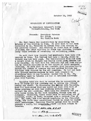 Memorandum of Conversation with Secretary of State Dean Acheson, Camille Gutt, and Paul Nitze