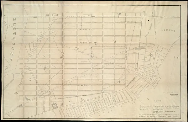 Plan accompanying the proposal made to the City of Boston by the Commissioners on Boston Harbor and the Back Bay Octr. 20, 1854