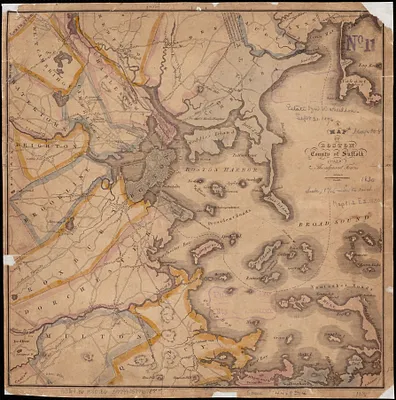 A map of Boston, county of Suffolk and the adjacent towns