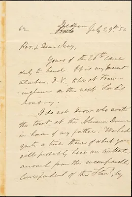 Letter from Edmund Quincy, Dedham, [Massachusetts], to Samuel May, [18]52 July 29th