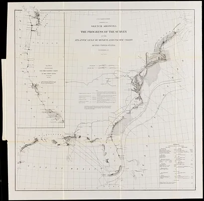 Sketch showing the progress of the survey on the Atlantic, Gulf of Mexico, and Pacific coast of the United States