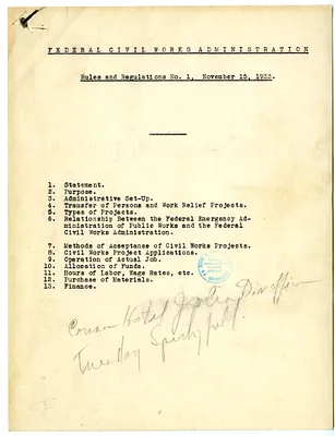 Report, Federal Civil Works Administration Rules and Regulations, Number 1