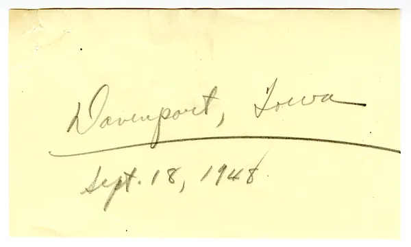 Press Release, Speech of President Harry S. Truman, Davenport, Iowa
