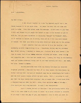 Bartolomeo Vanzetti typed letter (copy) to Virginia MacMechan, [Charlestown], 23 August 1923