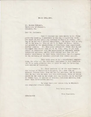Letters Sent to Dr. Herman Schlundt, March 19, 1929