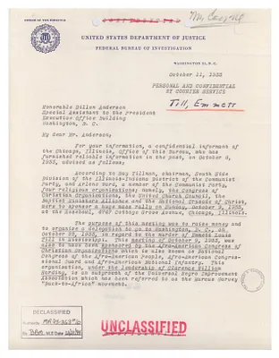 Letter, J. Edgar Hoover to Dillon Anderson