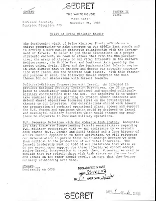NSDD 115 Visit of Prime Minister Shamir